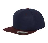 Yupoong Flexfit Unisex Kappe Classic Snapback 2-Tone, zweifarbige blanko Cap mit geradem Schirm, One Size Einheitsgröße für Männer und Frauen, Farbe nvy/maroon