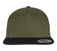 Flexfit 6007-classic 5 Panel Snapback Baseball Cap, Olive/Black, One Size