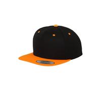 Flexfit Classic Snapback Cap - Unisex One Size - 2-Tone Black/Neon Orange - Flat Brim