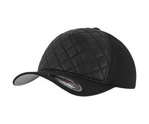 Flexfit Diamond Quilted Cap Black Baseball Cap Hat Quilted Front