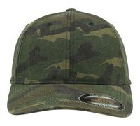 Flexfit Garment Washed Cap Green Camo Original Shape Curved Dad Cap Camouflage