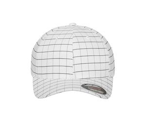 Flexfit Hat Adult Square Check Cap - Wht/Dark Navy, L/XL