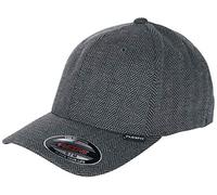 Flexfit Hat Herringbone Melange (Black/Grey) Baseball Cap (S/M or L/XL) - black/h.grey, S/M