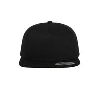 FLEXFIT Snapback Hat, Classic Snapback Hat with 5-Panel, Classic Snapback Baseball Cap with Buckram Front Lining, 5 Panel Cap, Cotton Twill Material, Headwear, Colour: Black, Unisex, One Size