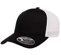 Flexfit Men's 110 Recycled Trucker Mesh Cap-2-Tone Cap, Black/White, One Size