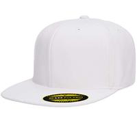 Flexfit Men's 210 Fitted Flat Bill Cap Hat, White, S/M