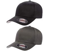 Flexfit Men's Athletic Baseball Fitted Cap, 2pk Black & Dark Gray, S-M