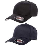 Flexfit Men's Athletic Baseball Fitted Cap, 2pk Black & Dark Navy, L-XL
