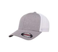 Flexfit Men's Melange Stretch Mesh Cap Hat, Heather Grey/White, One Size