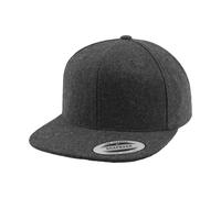 Flexfit Men's Melton Wool Snapback Cap in Dark Grey Flexfit Dark Grey One Size
