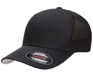 Flexfit Men's Two-Tone Stretch Mesh Fitted Cap, Black, XXL