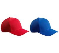 Flexfit Men's Ultrafibre & Airmesh Fitted Cap Small/Medium Set of Red/Royal Sets