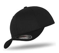 Flexfit Original Baseball Cap Baseball Cap Woolly Combed in Bundle with UD Skull Bandana in Many Colors - Black/Black, Youth (52-54 cm)