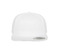FLEXFIT Snapback Hat, Classic Snapback Hat with 5-Panel, Classic Snapback Baseball Cap with Buckram Front Lining, 5 Panel Cap, Cotton Twill Material, Headwear, Colour: White, Unisex, One Size