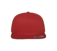 FLEXFIT Snapback Hat, Classic Snapback Hat with 5-Panel, Classic Snapback Baseball Cap with Buckram Front Lining, 5 Panel Cap, Cotton Twill Material, Headwear, Colour: Red, Unisex, One Size