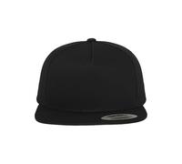 FLEXFIT Snapback Hat, Classic Snapback Hat with 5-Panel, Classic Snapback Baseball Cap with Buckram Front Lining, 5 Panel Cap, Cotton Twill Material, Headwear, Colour: Black, Unisex, One Size