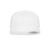 FLEXFIT Snapback Hat, Classic Snapback Hat with 5-Panel, Classic Snapback Baseball Cap with Buckram Front Lining, 5 Panel Cap, Cotton Twill Material, Headwear, Colour: White, Unisex, One Size
