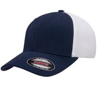 Flexfit Unisex Adult Cotton Twill Fitted Cap Hat, Navy/White, XL-XXL