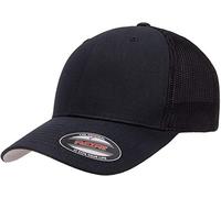 Flexfit Unisex-Adult's Mesh Fitted Trucker Hat, Black, One Size