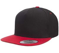 Flexfit Unisex-Adult's YP Classics 5 Panel Cotton Twill Snapback 2 Tone, Black/red, One Size
