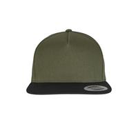 Flexfit 6007-classic 5 Panel Snapback Baseball Cap, Olive/Black, One Size