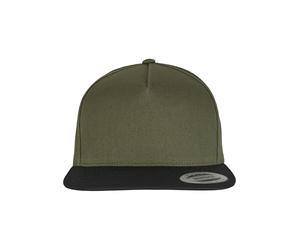 Flexfit Unisex Classic 5 Panel Snapback Baseball Cap with Snapback Closure for Men and Women, One Size, Olive/Black, One Size