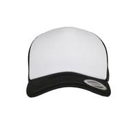 Flexfit Unisex Classic Curved Visor Foam Trucker Cap, Baseball Cap, Black/White/Black, One Size