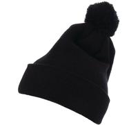 Flexfit Unisex Cuffed Pom Pom Knit Beanie Beanie Hat, Black,