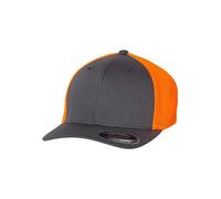 Flexfit Unisex's Mesh Fitted 2-Tone Cap, Charcoal/Neon Orange, One Size