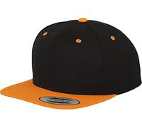 Flexfit Classic Snapback Cap - Unisex One Size - 2-Tone Black/Neon Orange - Flat Brim