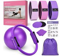 FlexHaven 7-Piece Pilates Ring Set - 14" Magic Circle, Padded Handles, 9" Mini Ball, 3 Resistance Bands, Flex Band, Core Sliders & Bag | Pilates Kit for Women | Home Workout, Strength & Flexibility