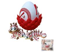 Flexi Baseball Dragon & Egg, 3D Printed Dragon Egg With Articulated Winged Dragon Inside, Sports Ball Style Fidget Toy For Sports Lovers(Red)