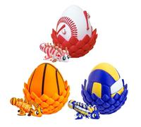 Fléxí Baseball Dragon Egg, Eye-Catching, 3-Piece, 3D Printed Dragon Egg, Desk Fidget Toy, Versatile Placement, For Sports Enthusiasts Home Office Bookshelf Travel Birthday Holiday