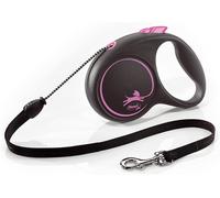 Flexi Black Design Cord Dog Lead. Pink. S/M 12/20Kg 5m Leash Extendable, Retract