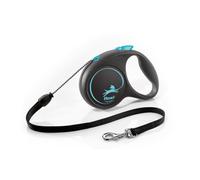 flexi Black Design M | 5 m retractable cord eash for dogs up to 20 kg | Black - blue | Retractable dog lead | Weight: 200 g | Dimensions: 10.6 x 15.1 cm