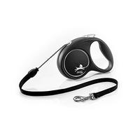 flexi® Black Design M | 5 m retractable cord leash for dogs up to 20 kg | Black/silver | Retractable dog lead | Weight: 200 g | Dimensions: 10.6 x 15.1 cm