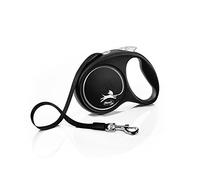 flexi Black Design M | 5 m retractable tape leash for dogs up to 25 kg | Black - silver | Retractable dog lead | Weight: 240 g | Dimensions: 11.2 x 16.1 cm