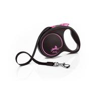 Flexi Black Design Size M Tape 5m Pink Retractable Lead For Dogs Up To 25kg