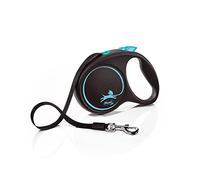 Flexi Black Design Tape Blue Medium 5m Retractable Dog Leash/Lead for dogs up to 25kgs/55lbs