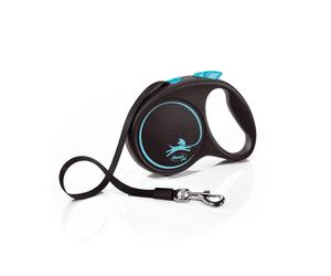 Flexi Black Design Tape Blue Medium 5m Retractable Dog Leash/Lead for dogs up to