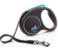 Flexi Black Design Tape Dog Lead. Blue. 5m Leash. S/M/L 15/25/50Kg Extendable.