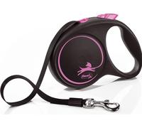 Flexi Black Design Tape Dog Lead. Pink. 5m Leash. S/M/L 15/25/50Kg Extendable.