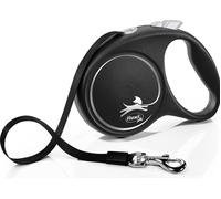 Flexi Black Design Tape Dog Lead. Silver. 5m Leash. S/M/L 15/25/50Kg Extendable.