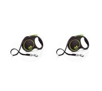 Flexi Black Design Tape Green Medium 5m Retractable Dog Leash/Lead for dogs up to 25kgs/55lbs (Pack of 2)