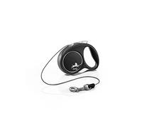 flexi® Black Design XS | 3 m retractable cord leash for small dogs up to 8 kg | Pocket size | 3-finger handle | Black/silver | Retractable dog lead | Weight: 90 g | Dimensions: 7.8 x 10.9 cm