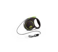 Flexi Retractable Dog Leash - Black Design Cord Green Extra Small 3m (up to 8kgs/18lbs)
