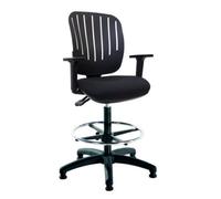 Flexi Black Draughtsman Chair With Black Upholstered Seat