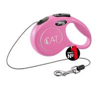 Flexi Classic Cord Cat Lead Pink Extra Small 3m Retractable Cat Leash/Lead for cats up to 8kgs/18lbs