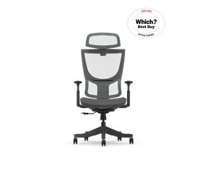 Flexi-Chair Ergonomic Office Chair Black Mesh back, PU foam seat, plastic armrests & base