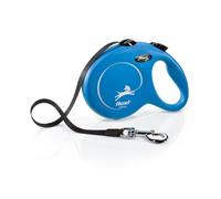 flexi® Classic L | 5 m retractable tape leash for dogs up to 50 kg | Blue | Retractable dog lead | Weight: 350 g | Dimensions: 12.9 x 18.8 cm